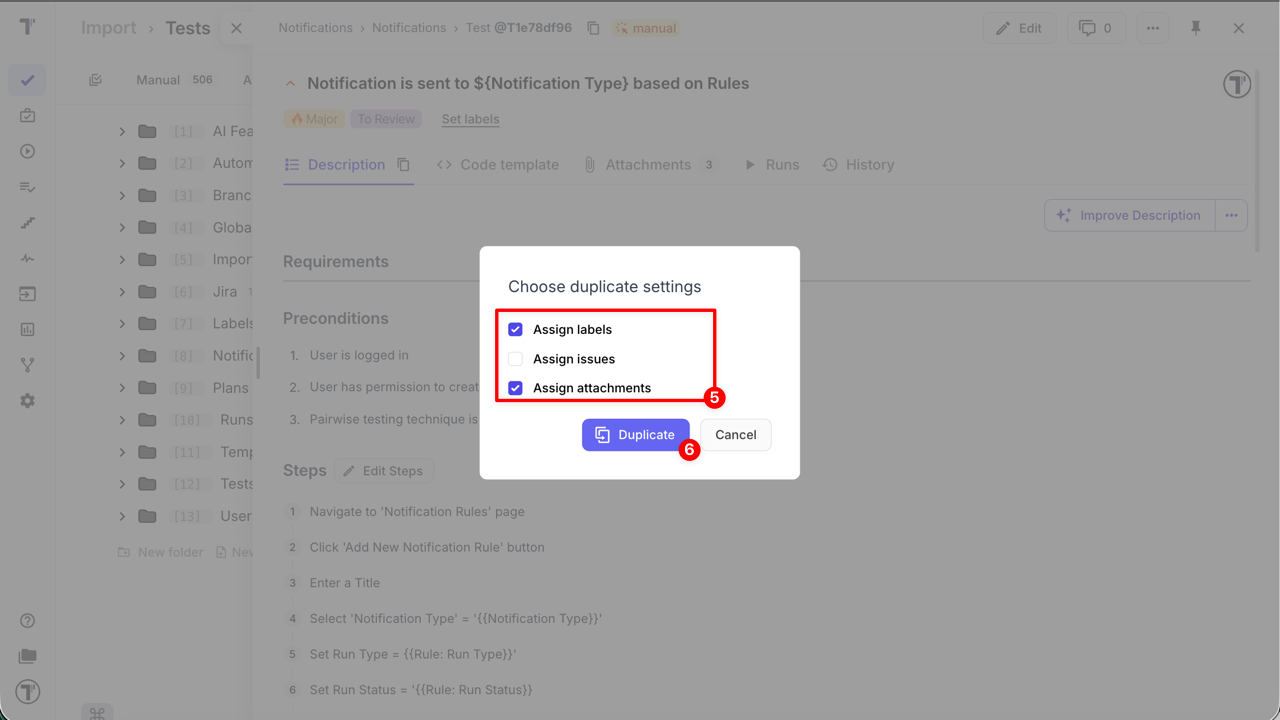 Duplicate tests
