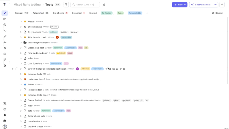 Testomat.io - Saved Testomatio Queries